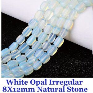 Natural Stone White Opal Irregular 8X12mm  32 Beads